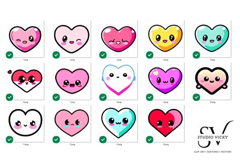 Cute Heart Icons Bundle, Hearts Clipart Bundle, Valentine Hearts PNG ...