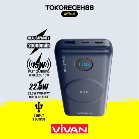 Jual POWERBANK VIVAN 20000 MAh VPB W20 Wireless 3 Output Fast Charging