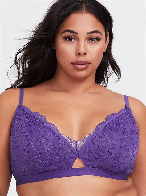 Purple Lace Keyhole Bralette Black Lace Bralette Strappy Lace