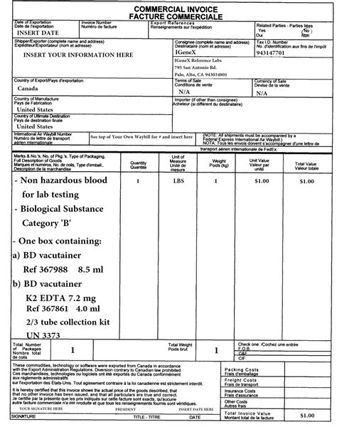 Canada Customs Invoice Fillable Invoice Template Ideas Images And