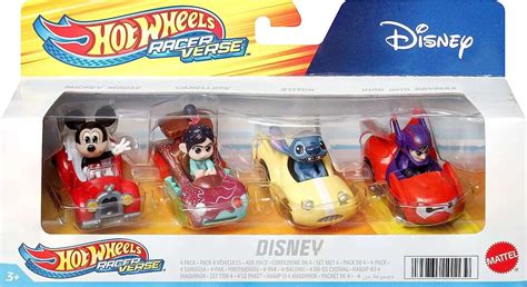 Hot Wheels Racerverse Disney Mickey Vanellope Stitch Hiro With Baymax