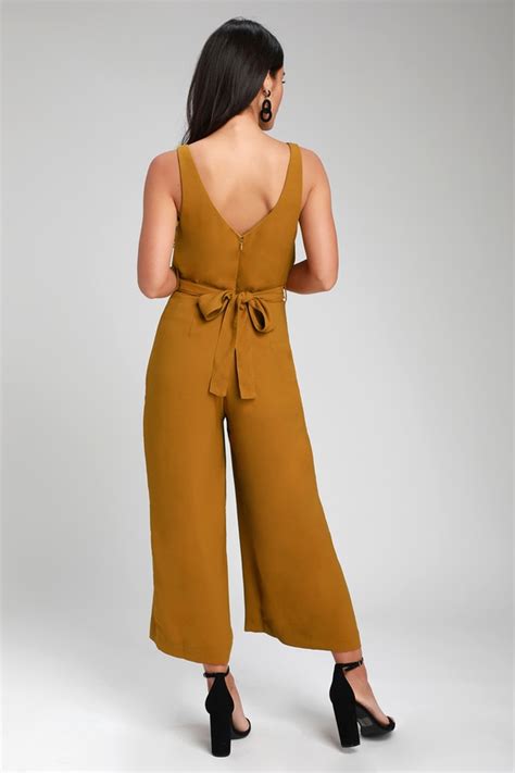 Mustard Yellow Jumpsuit Twist Front Jumpsuit Culotte Jumpsuit Lulus