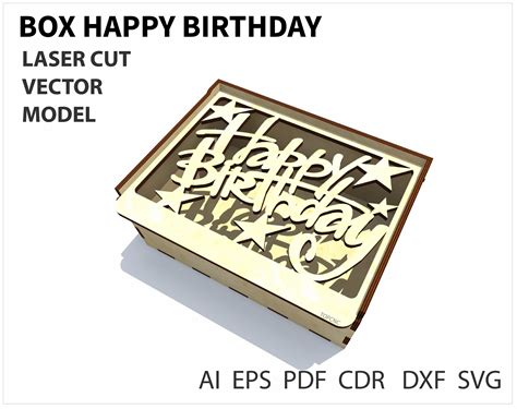 Happy Birthday T Box Template In Svg Dxf Eps Pdf File Format Packagi Plantillas De Caja