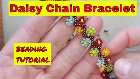 Daisy Chain Stitch With Seed Beads Beaded Bracelet Beading Tutorial