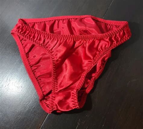 Satin Red Bikini Panties Rare Shiny Shimmery Delicates Full Back Bottom Small EBay