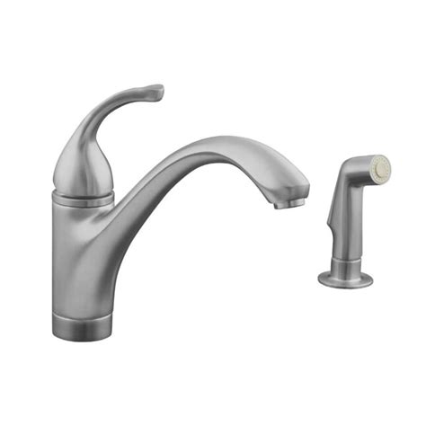 Kohler Forte Brushed Chrome Single Handle Low Arc Kitchen Faucet At