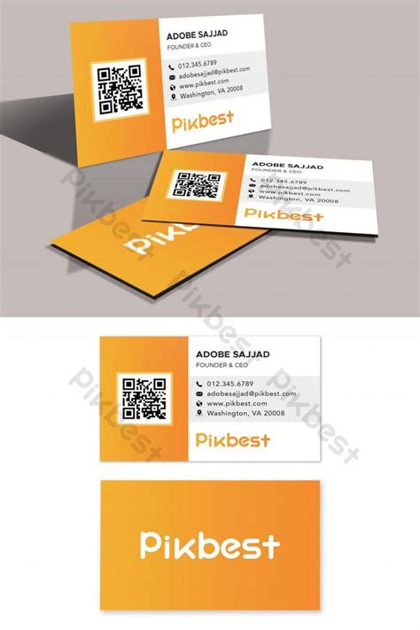 Orange Corporate Qr Code Business Card Template Psd Free Download