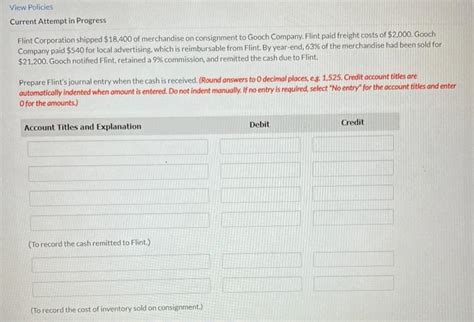 Solved Current Attempt In Progress Flint Corporation Shipped Chegg