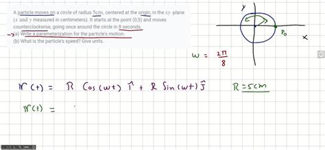 A Particle Moves On A Circle Of Radius 5 Cm Centered At The Origin In