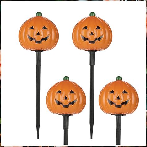 HAYATA Halloween Pumpkin Stakes Lights for Outdoor Driveway Walkway ...