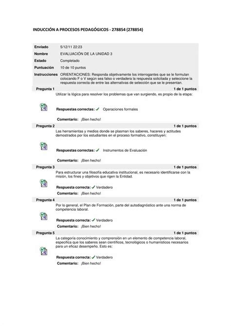 PDF Evaluación Unidad 3 Inducción A Procesos Pedagógicos DOKUMEN TIPS