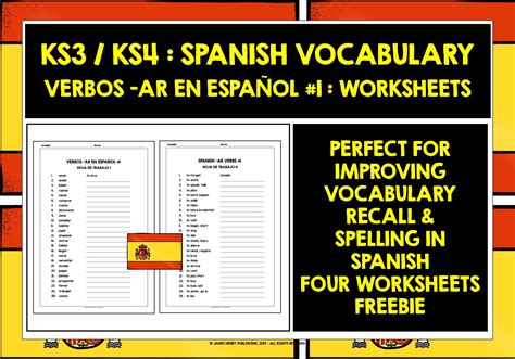 SPANISH AR VERBS WORKSHEETS FREEBIE 1 Teaching Resources