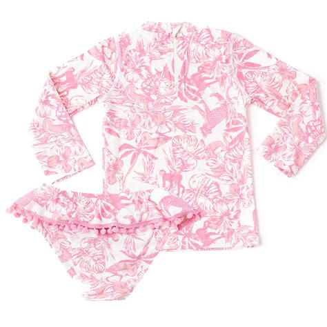 Shade Critters Girls Two Piece Rash Guard Swim Set - Pink Paradise