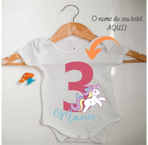 Body personalizado para bebê Unicórnio Elo7