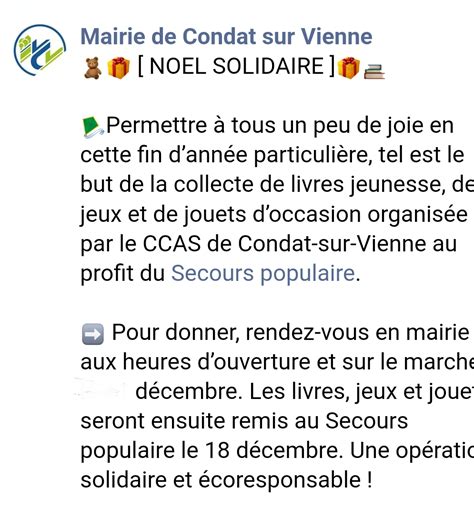 Noël solidaire A l école de Condat sur Vienne