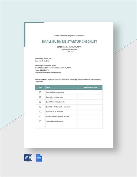 Business Startup Checklist Template Prntbl Concejomunicipaldechinu Gov Co