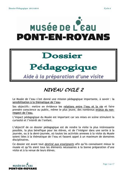 PDF Dossier Pédagogique 2015 2016 Cycle 2 musee Questionnaire