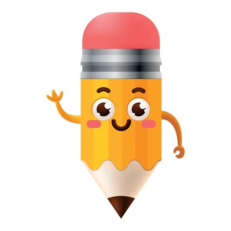 Funny friendly pencil mascot whith happy face vector illustration ...