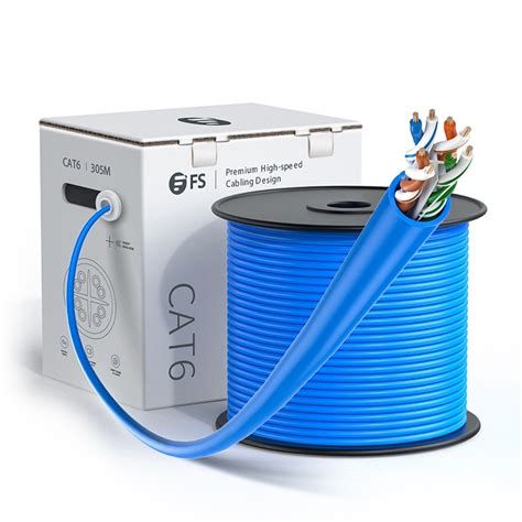 Cat6 Ethernet Solid Bulk Cable 1000ft UTP 24AWG Blue FS United