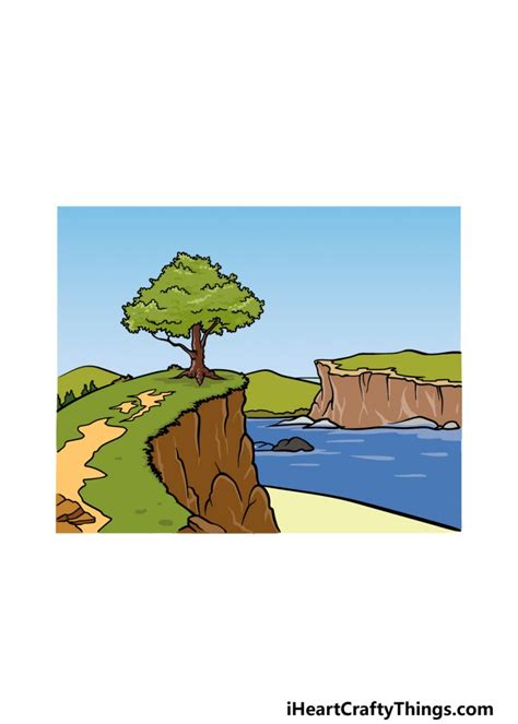 Cliff Drawing - How To Draw A Cliff Step By Step