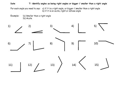 Acute Obtuse And Right Angles Worksheet