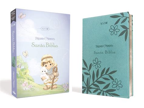 Santa Biblia Precious Moments NVI Leathersoft Aqua Spanish Edition