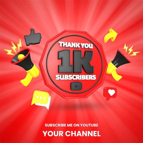 Premium Psd Thank You K Youtube Subscribers Celebration D Render