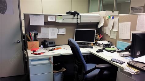 An Office Cubicle With Many Things On It Background, Funny Pictures For ...