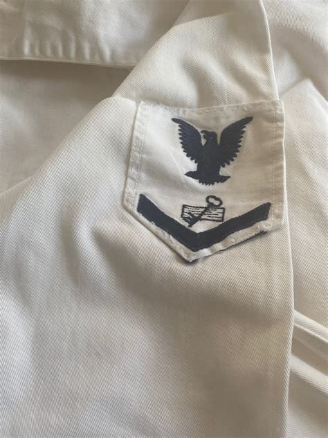 Navy Uniform Shirt White Navy Blue Cotton Disbursing Clerk Etsy