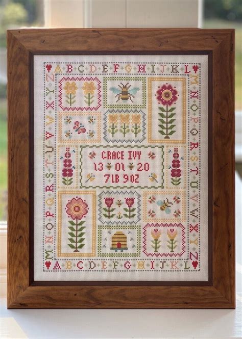 Historical Sampler Company Bee Birth Sampler White Cross Stitch Kit