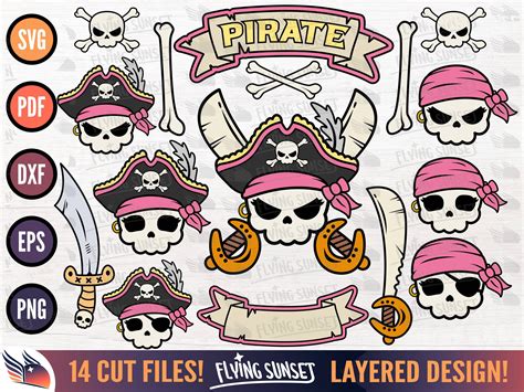 Girl Pirate Skull Clip Art