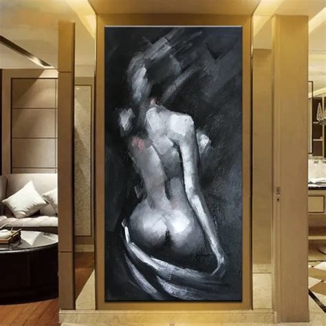 MINTURA ART HAND Painted Naked Woman Abstract Oil Paintings On Canvas