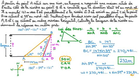 Vidéo question Utiliser la loi des sinus pour calculer une longueur