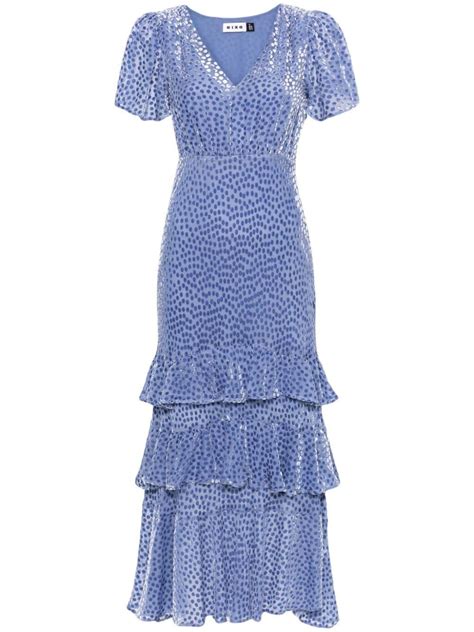 Rixo London Gilly Ruffled Midi Dress In Blue Lyst