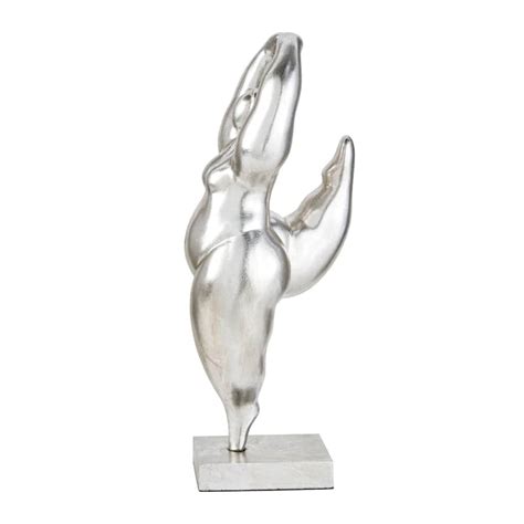 Silver Polystone Modern Sculpture People 20 X 7 X 8 7 X 8 X 20 Bed