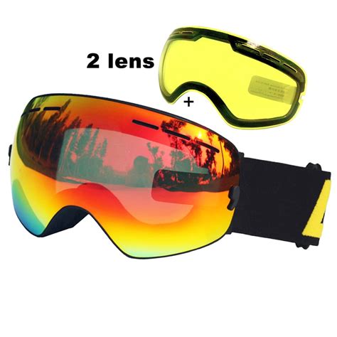 Locle Double Layers Ski Goggles Anti Fog Uv400 Spherical Ski Glasses