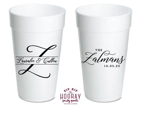 Custom Monogrammed Foam Cups 20oz Styrofoam Cup Wedding Etsy