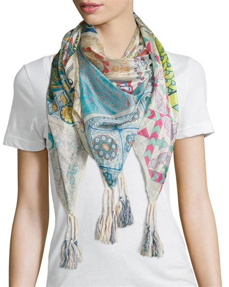 Lyst Johnny Was Niell Printed Silk Scarf