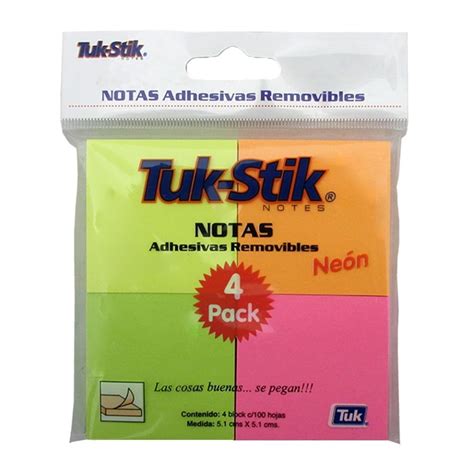 Notas Adhesivas Tuk Stik Removibles Neón 1 Pza Walmart