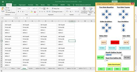 Excel Kolay Adres Etiket Yazd Rma Program Asri Akdeniz Ki Isel Sayfas