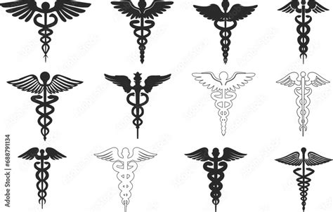 Caduceus Symbol Silhouette Caduceus Symbol Svg Medical Symbol