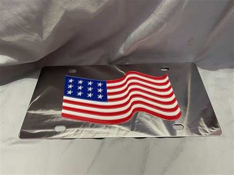 US Flag waving vanity license plate car tag