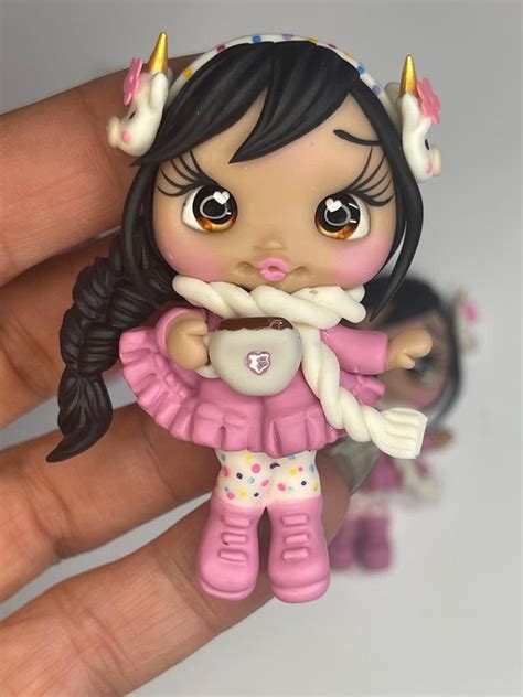 Emily Hot Cocoa Clay Figurine Handmade Fairydustclay