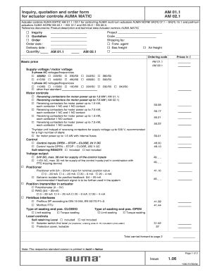 Fillable Online Inquiry Quotation And Order Form For Actuator Controls