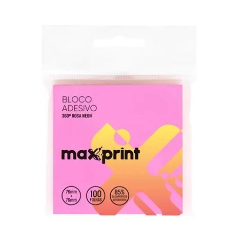 Bloco Adesivo Maxprint Neon Rosa 360 76 X 76mm 100 Folhas 74000127