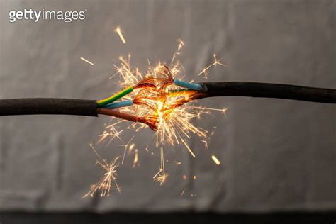 Sparks Explosion Between Electrical Cables Fire Hazard Concept