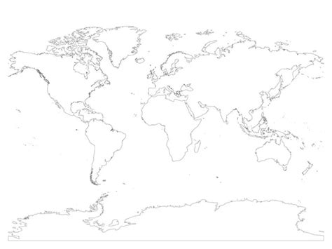 Map of World. Detailed thin black outline political map with country ...