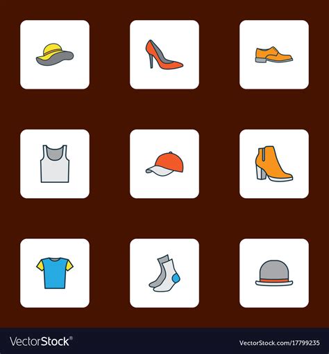 Garment Colorful Outline Icons Set Collection Vector Image