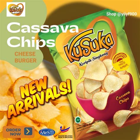 KUSUKA Keripik Singkong Rasa Cheese Burger Cassava Chips 180g