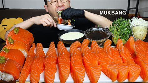 쫀득하고 탱글한 대왕연어와 대왕연어 초밥 먹방 Giant Salmon Sushi Mukbang Youtube